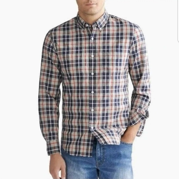 J. CREW Slim Flex Washed Plaid Button Front Shirt Like New - Picture 1 of 4